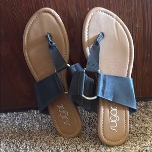 Sugar Black and Tan Sandals